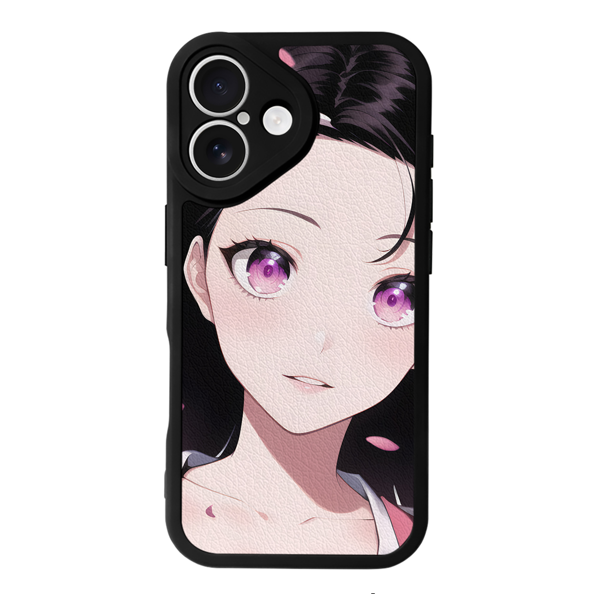 （画像用） 鬼滅の刃（きめつのやいば）竈門 禰󠄀豆子／かまど ねずこ Kamado Nezuko 【iPhone 16シリーズ対応】シリコンスマホケース（レザー調） 材質：シリコン